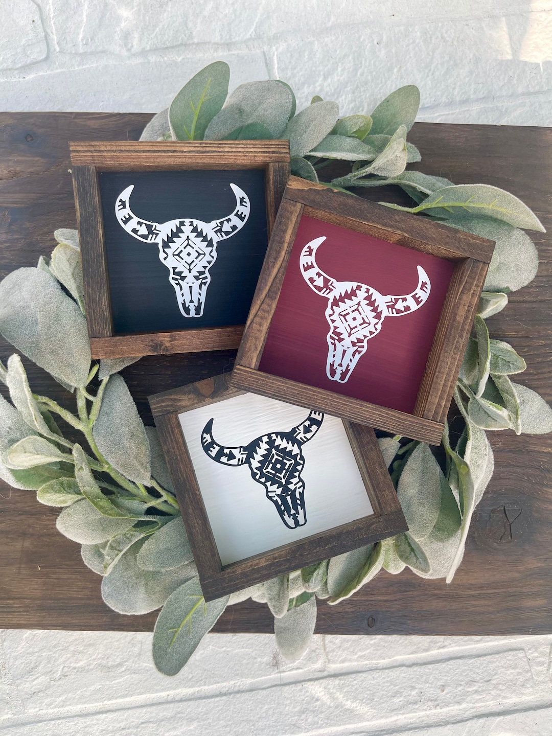 Aztec Cow Skull Western Decor Sign, Farmhouse Cowboy Style - Etsy
