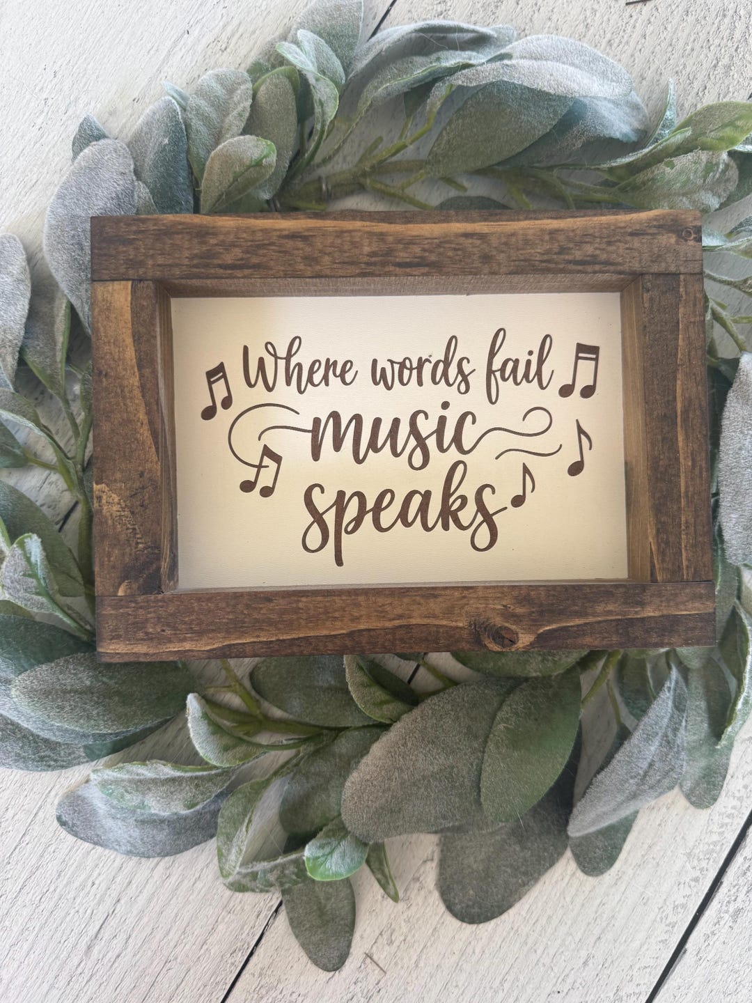 Music Problem Sign Where Words Fail Music Speaks Sign | Music Lover Gift | Rustic ...