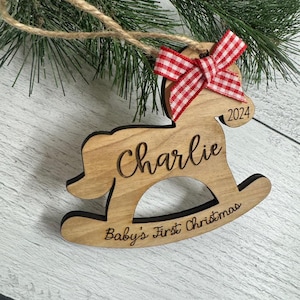 Personalized Rocking Horse Ornament - Baby's First Christmas Classic Gift New Parent