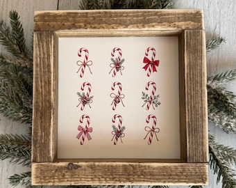 Candy Cane Christmas Sign | Rustic Christmas Decor | Vintage Candy Cane Wall Art | Farmhouse Holiday Sign | Christmas Kitchen Decor