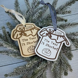 The Year it Started 2025 Wooden Handmade Sourdough Bread Christmas Ornament, Sourdough starter gift, Homestead Baked image 1