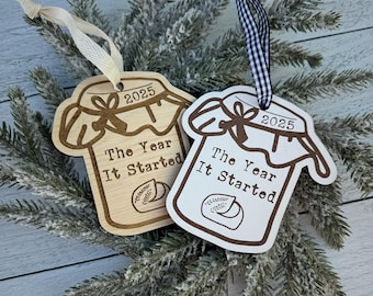 The Year it Started 2025 Wooden Handmade Sourdough Bread Christmas Ornament, Sourdough starter gift, Homestead Baked