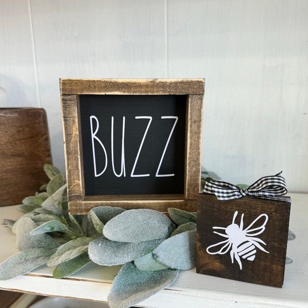 Buzz & Bumble Bee Farmhouse Signs - Tiered Tray Spring Summer Decor