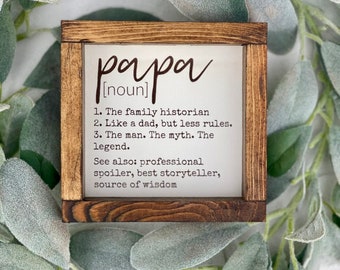 Papa Definition Sign - papa gift - Wooden Engraved sign decor - Father's Day Gift