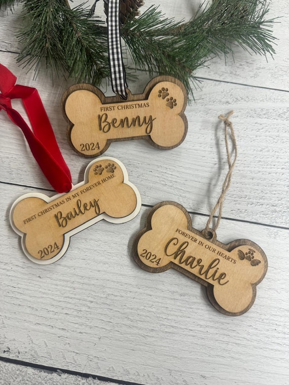 Personalized Dog Bone Ornament - Dog's First Christmas - Adopted Dog Gift - New Pet Owner