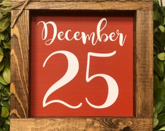 December 25 farmhouse Christmas coffee bar, tiered tray sign