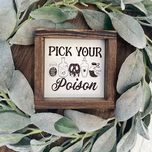 Pick Your Poison Farmhouse Halloween Sign - Potion Bottles Tiered Tray Decor
