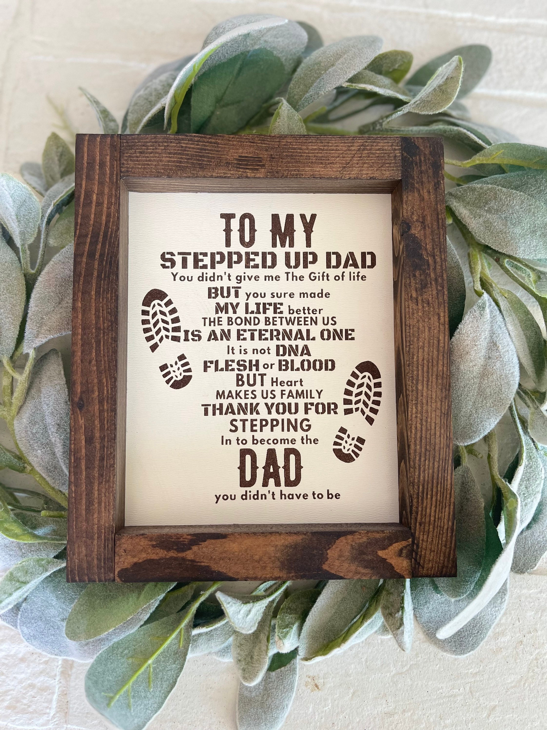 Stepped up Dad Personalized Gift, Father's Day Gifts From Kids Custom  Canvas Sign, Step Dad Fathers Day Gift Sign, Bonus Dad Gift 