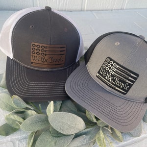 We the People Flag Patch Men's Hat - Patriotic Trucker Cap - Men's Hunting 2nd Amendment Gift