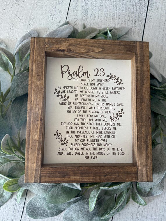 Psalm 23 Wooden Engraved Farmhouse Christian Decor Sign
