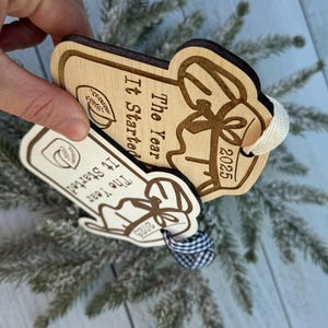 The Year it Started 2025 Wooden Handmade Sourdough Bread Christmas Ornament, Sourdough starter gift, Homestead Baked image 2