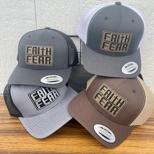 Faith Over Fear Trucker Cap - Adjustable SnapBack Religious Cap - Christian Gift