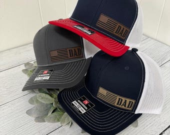 Dad American Flag Patriotic Richardson 112 Adjustable SnapBack Hat