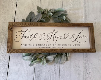 Faith Hope Love Family Christian Wall Decor Sign