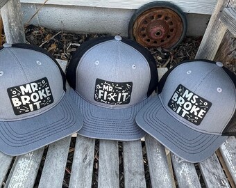 Broke it and Fix it Matching Hat Set - Daughter, Son, and Dad Hats - Funny trucker caps