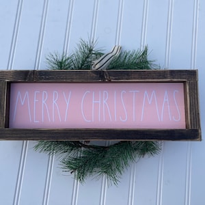 Farmhouse Pink Shabby Chic Christmas Decor sign