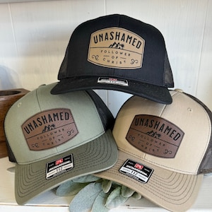 Unashamed Follower of Christ Christian Richardson Leatherette Patch Hat