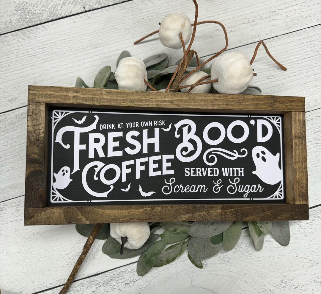 Fresh Boo'd Halloween Coffee Bar Sign - Long Farmhouse Wooden Decor ...
