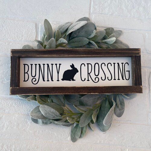 Bunny Crossing Sign Farmhouse Easter Decor Rabbit Crossing - Etsy