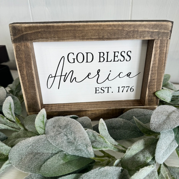 God Bless America Farmhouse Simple Modern Decor Sign