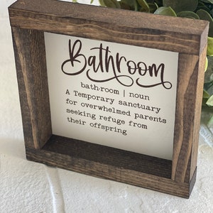 Bathroom Definition, A Temporary Sanctuary Funny Bathroom Farmhouse Sign Decor