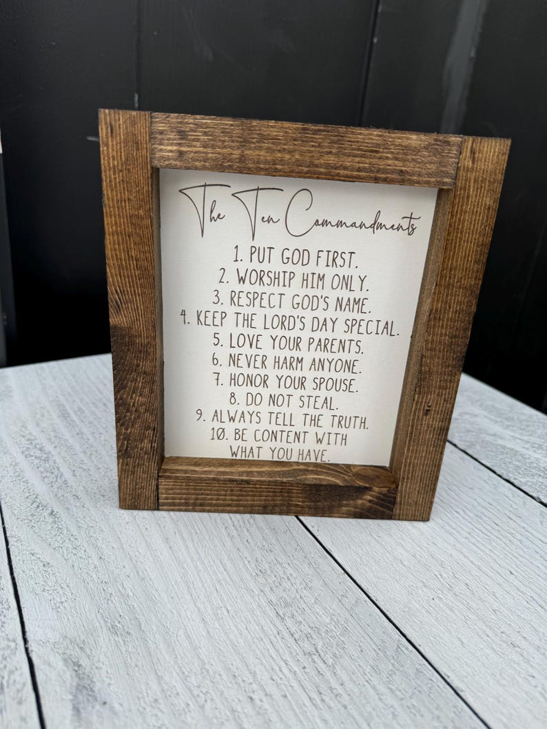 The Ten Commandments Wooden Framed Christian Home Decor Sign - Etsy