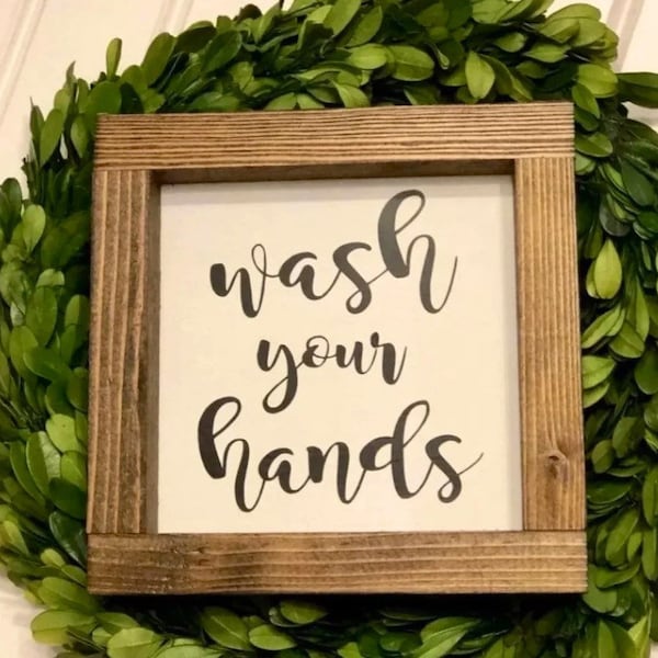 Wash Your Hands Farmhouse style sign bathroom, kitchen decor