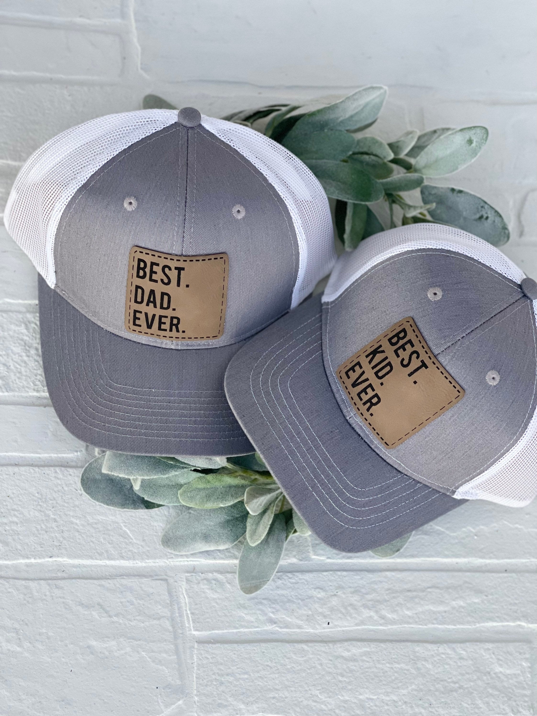Best Dad Best Kid Engraved Matching Hats Father Son Matching Snap Back  Hats