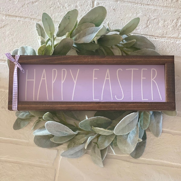 Happy Easter Farmhouse Light Purple Sign - Pale Purple Mantel Decor