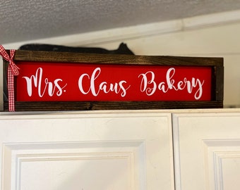 Mrs. Claus Bakery Farmhouse Sign Decor Kitchen Christmas Sign