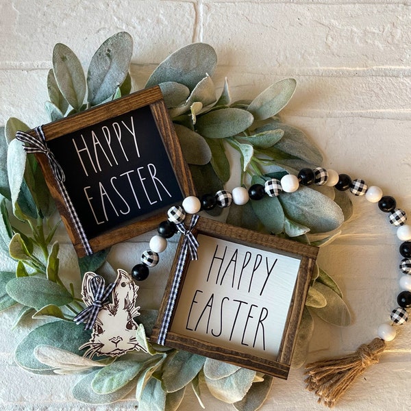 Happy Easter Black and White Farmhouse Sign Decor