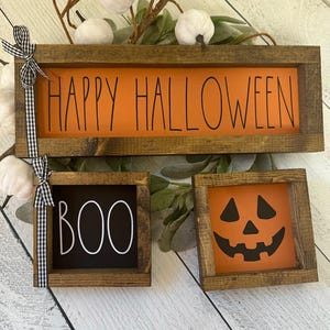 Happy Halloween, Boo, Jack-O-Lantern Farmhouse tiered tray Sign Decor