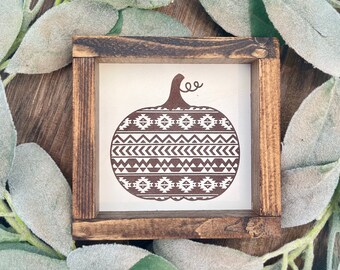 Aztec Fall Pumpkin Sign - Western Boho Decor