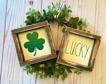 Lucky Farmhouse St Patrick’s day signs - Tiered Tray Decor