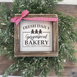 Farmhouse Gingerbread Bakery Sign Decor - Laser a engraved Farmhouse Tiered Tray or Hutch Decor