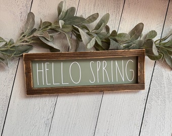 Hello Spring Sage Farmhouse Sign Decor