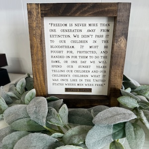 Patriotic Wall Art Ronald Reagan Freedom Quote Farmhouse Decor Sign