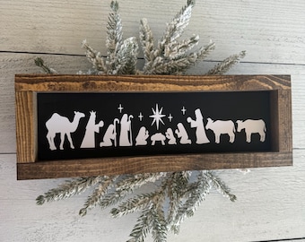 Christmas Nativity Scene Long Style Farmhouse sign