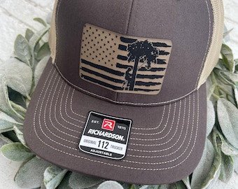 Arborist Flag Leather Patch Richardson 112 Hat Adjustable Snapback