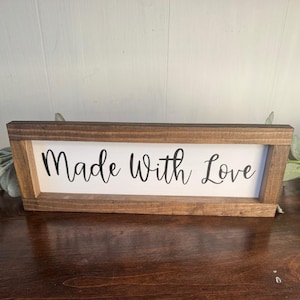 Made With Love Farmhouse Wooden Decor Sign - Rustic Kitchen Wall Plaque