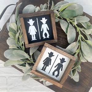Cowboy Cowgirl Silhouette Western Bathroom   Decor Sign