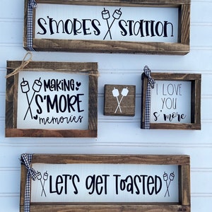 Farmhouse S&#39;more Signs - S&#39;mores Bar Decor - Camper Wall Decor - Wedding S&#39;mores Art