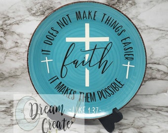 Inspirational Decorative Plate, Faith Svg gift, Waymaker Table decor, Christian plate with stand