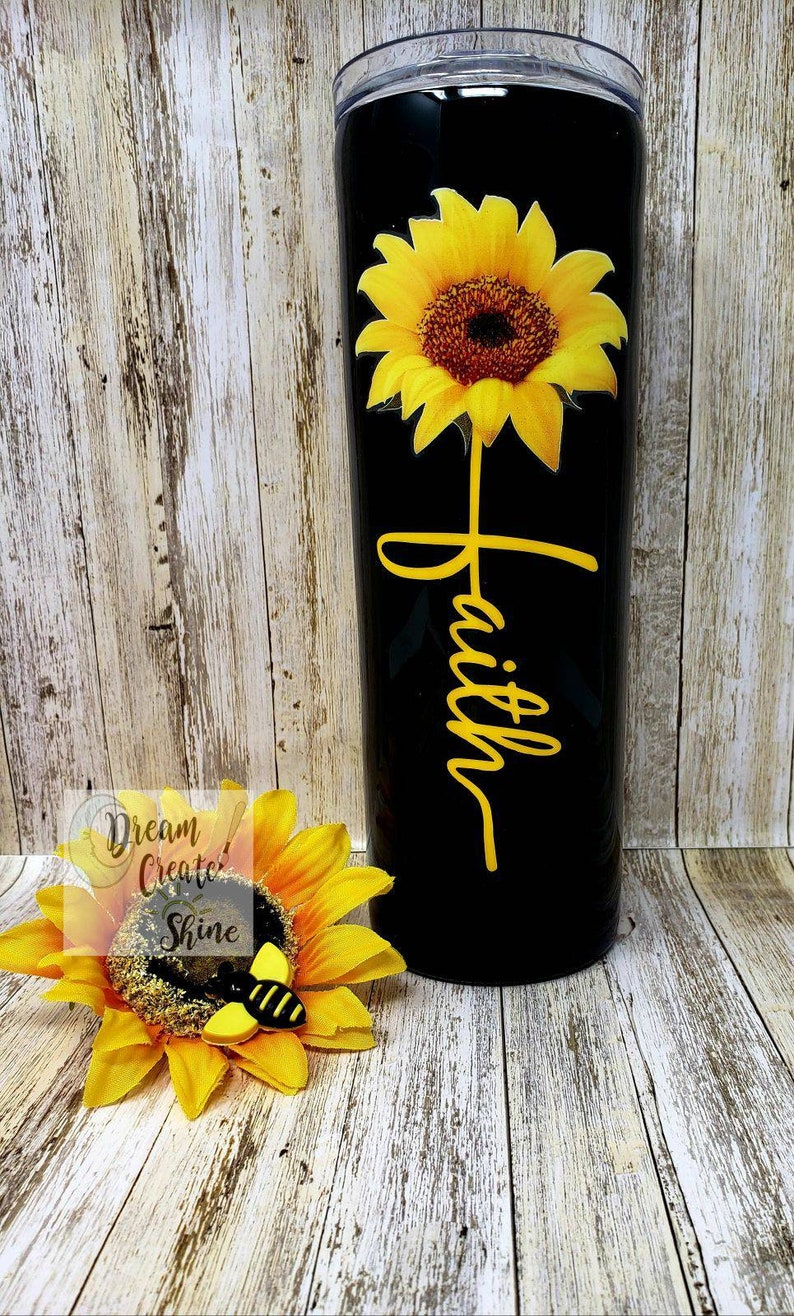 Faith Tumblers Sunflower Tumbler Personalized Religious Etsy