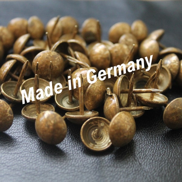 Ziernägel 11 mm Durchmesser Polsternägel, Hammerschlagnägel ca. 17 mm Länge Modell 670 Altgold, Bronze, Altsilber und Altkupfer