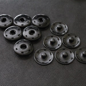 Druckknöpfe 25 mm Durchmesser zum Annähen Messing Rostfrei, Nickelfrei Buttons Pressions Schwarz Bild 1