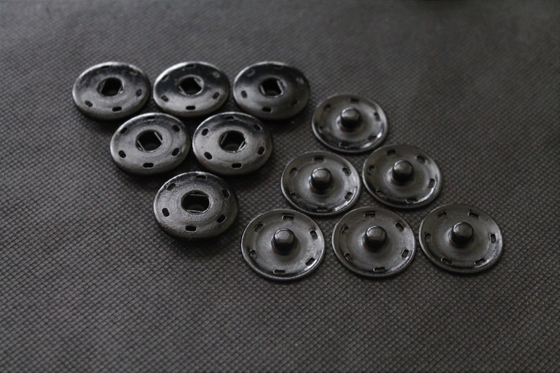 Druckknöpfe 25 mm Durchmesser zum Annähen Messing Rostfrei, Nickelfrei Buttons Pressions Schwarz Bild 1