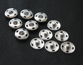 Druckknöpfe 15 mm Durchmesser zum Annähen Messing Rostfrei, Nickelfrei Buttons Pressions Silber