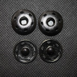 Druckknöpfe 25 mm Durchmesser zum Annähen Messing Rostfrei, Nickelfrei Buttons Pressions Schwarz Bild 7