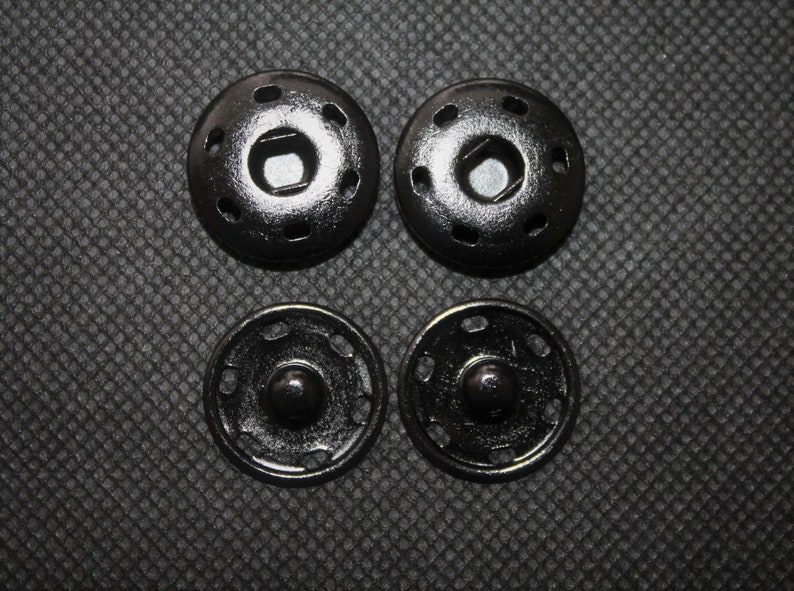 Druckknöpfe 25 mm Durchmesser zum Annähen Messing Rostfrei, Nickelfrei Buttons Pressions Schwarz Bild 7